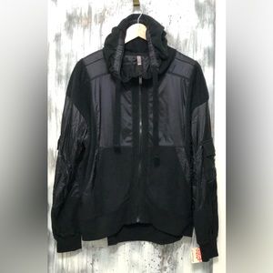Free People Movement In Bound Zip Up Hooded Jacket ~Black ~ Size L